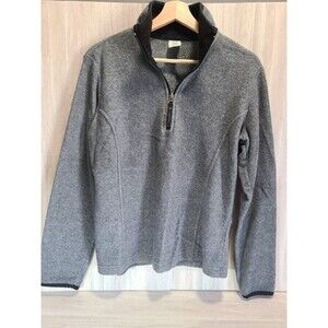 Old Navy Fleece Pullover Women M Grey Quarter 1/4 Zip Sweater Jacket Warm Casual